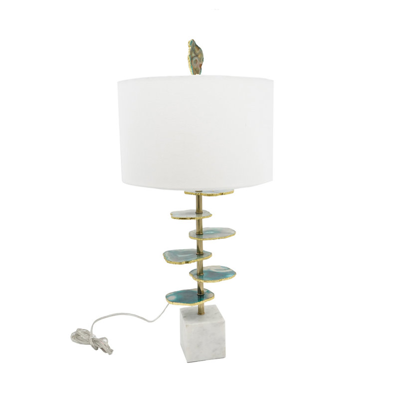 Lampe de table en émeraude avec base en marbre