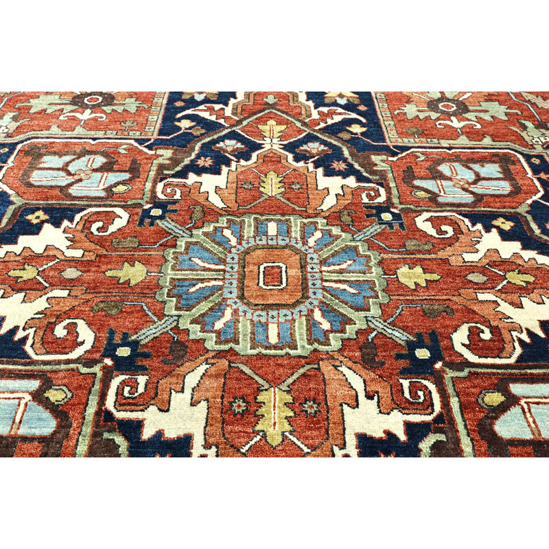 Tapis rectangulaire en laine noué à la main, Rectangle 12 pi x 15 pi