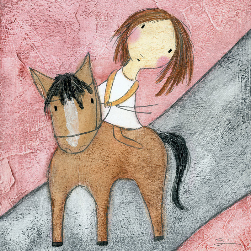 Pink Horse by Carla Sonheim - Wrapped Canvas Print, 30cm H x 30cm W