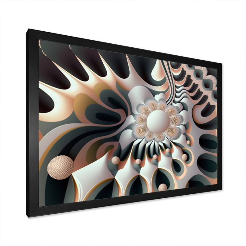 Fractal Flower Universe VI - reproduction sur toile, H 12 po x l 20 po x P 1 po, Cadre photo noir