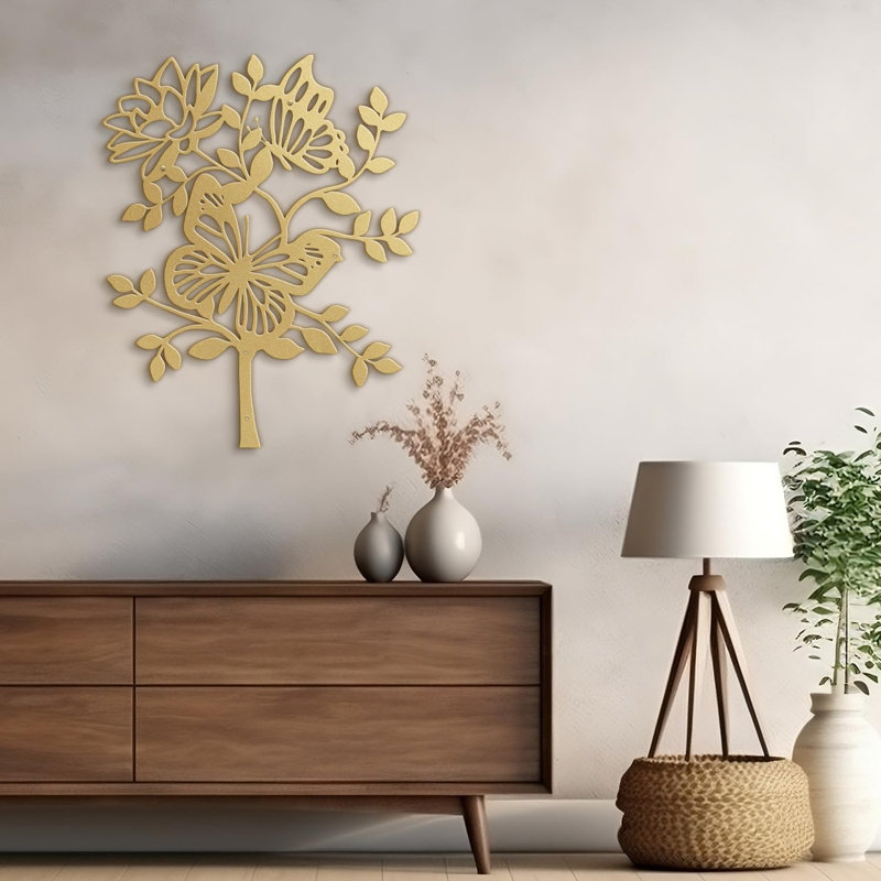 Décoration murale en métal, H 30 po x l 20 po x P 0,05 po, Or