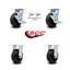 Ensemble de roulettes 6 pouces en caoutchouc sur acier avec 2 freins / 2 verrous pivotants rigides SCC / SCC-30CS620-RSR-TLB-BSL-2-R-2