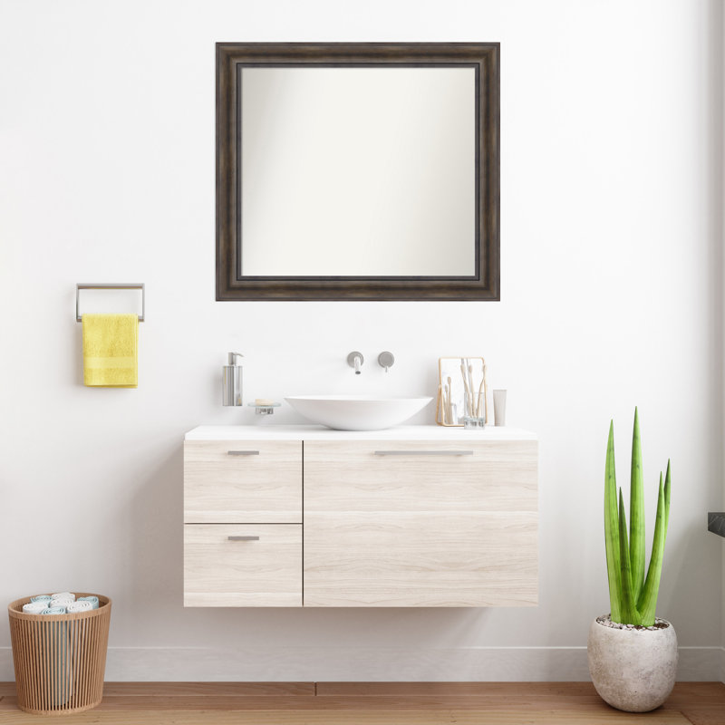 Miroir mural en bois massif Bostynn, Rectangle, H 30,5 po x l 33,5 po