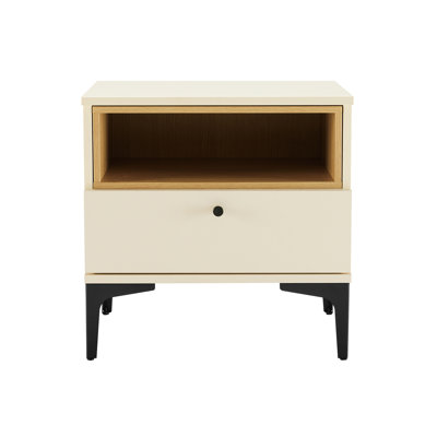 Amara 20" W Modern Nightstand with 1 Full Extension Drawer and Metal Legs