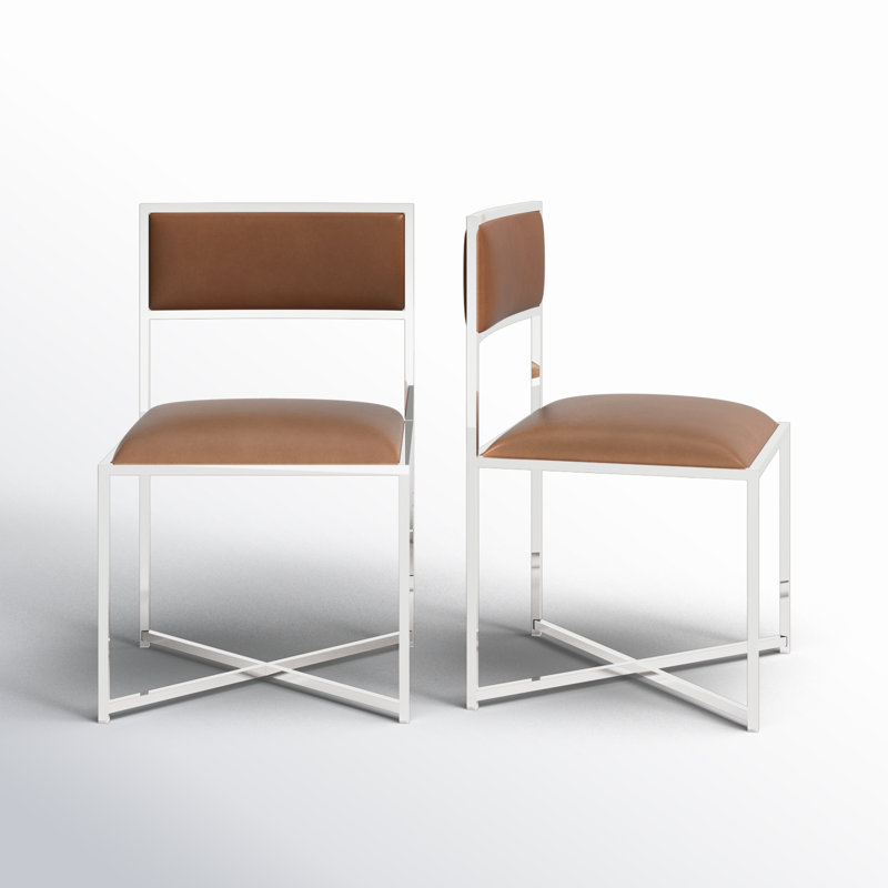 Malen 19.5'' H Faux Leather Upholstered Side Chair, Cognac Performance Faux Leather