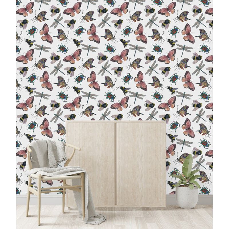 Panneau de papier peint adhésif Hilmir Bugs and Butterflies, L 2,08 pi x L 10,42 pi