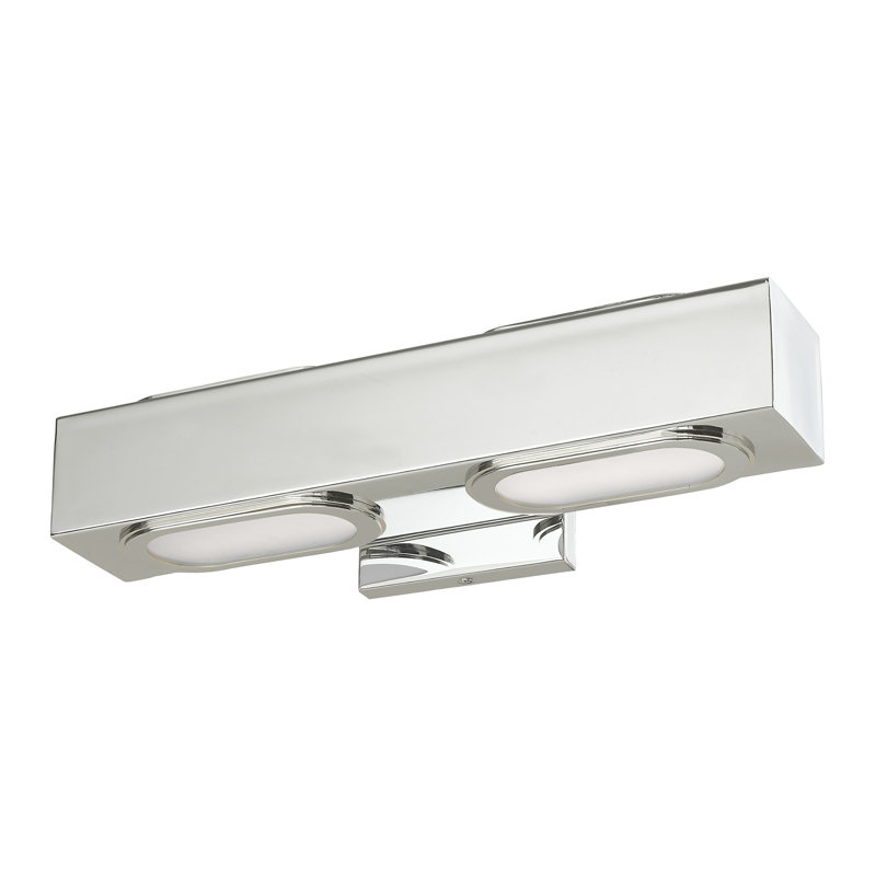 Barre d'éclairage de salle de bain à 2 lumières DEL Evalyn, Chrome poli