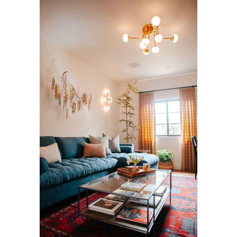 Fleming 8 Light Semi Flush, Aged Brass