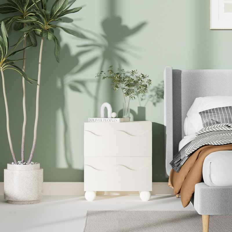 2 - Drawer 19.7"W Nightstand, Milky