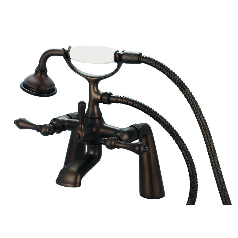 Stonington 3 Handle Deck Clawfoot Tub Faucet, Lever Handles, Oil Rubbed Bronze