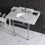 Lavabo console en marbre de Carrare de 36 po avec pieds en laiton Kingston LMS3630MBSQ8 Kingston White, marbre / nickel brossé-72887965