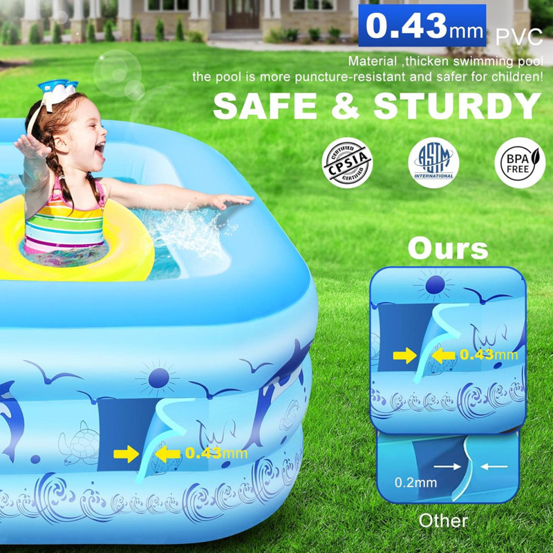 Textles Hub Vinyl Rectangle Inflatable Pool