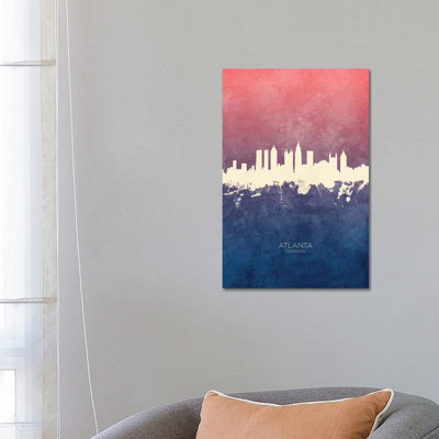 Atlanta Georgia Skyline Blue Rose by Michael Tompsett - Wrapped Canvas Print