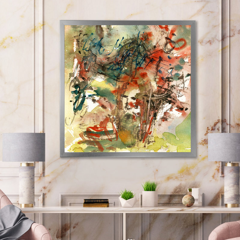 «Music Abstract Paint III» - Décoration murale moderne et contemporaine en toile, H 36 po x l 36 po x P 1,5 po