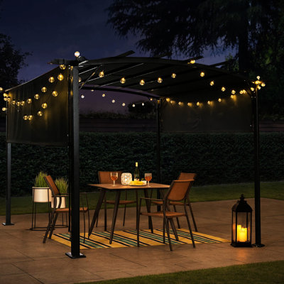 Pergola d'extérieur à structure en acier - 12 x 9 pi, auvent rétractable pour les fêtes de jardin et les événements 12 x 9 pi, pavillon de jardin, pique-nique dans la cour