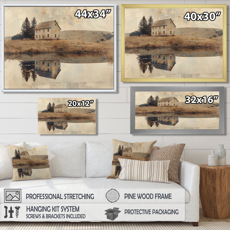 Brown American Farm Landscape III - Farm Wall Art Print, Cadre flottant noir, H 34 po x l 44 po
