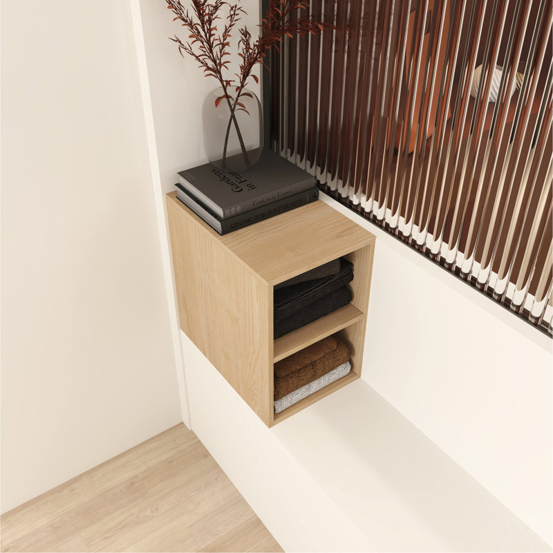 Bathroom Storage Cabinet, Light Oak, 17.92" H x 12" W x 18.18" D