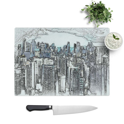 Tempered Glass Singapore Skyline Chopping Board