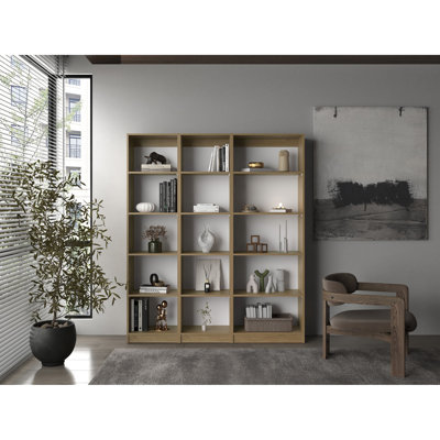 Ensemble de bibliothèque 3 pièces H 71,1 "avec tablettes ouvertes - Rangement modulaire