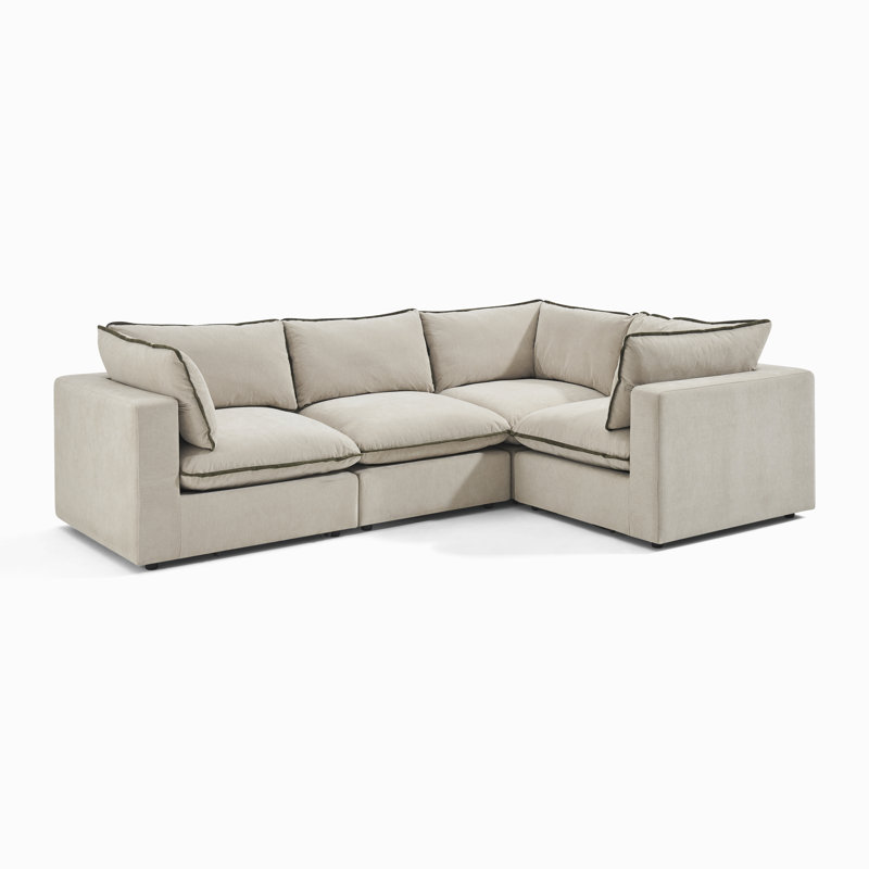Chowchilla Boucle Sofa, Cream/Green, 3 Seat Corner Sofa