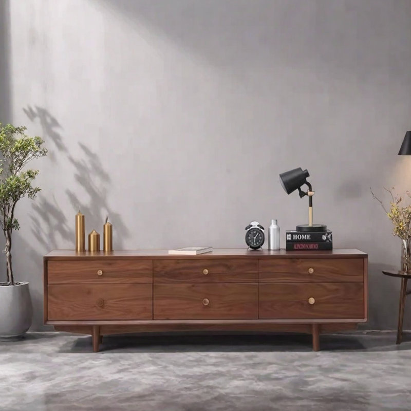 Meuble télé en bois de conception traditionnelle, H 19,68 po x L 86,61 po x l 15,74 po