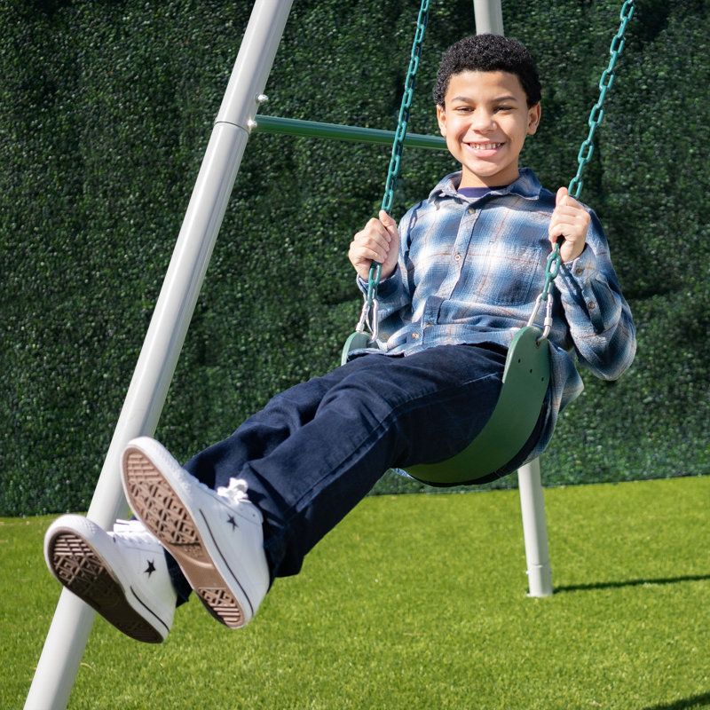 Everest 10ft White Metal Swing Set with 3 Adjustable Swings