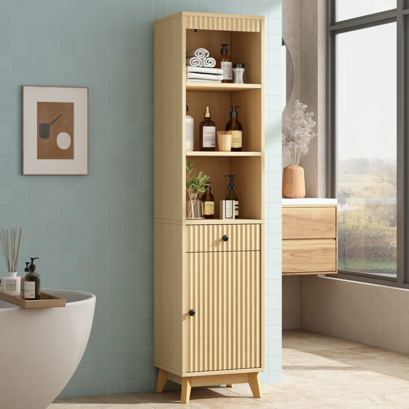 Freestanding Bathroom Cabinet, Natural Wood