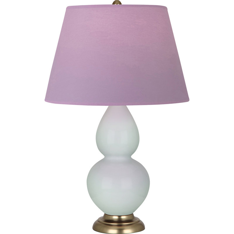 Lampe de table double gourde en céramique, Céladon glacé / laiton, Lavande / prune, Laiton