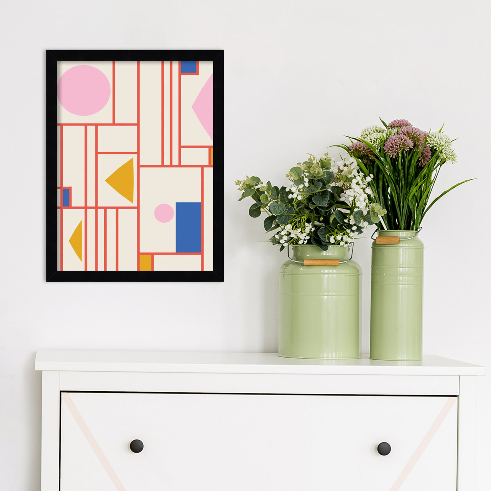 Framed Shapes by Beth Vassalo, Black, 25" H x 19" W x 1" D