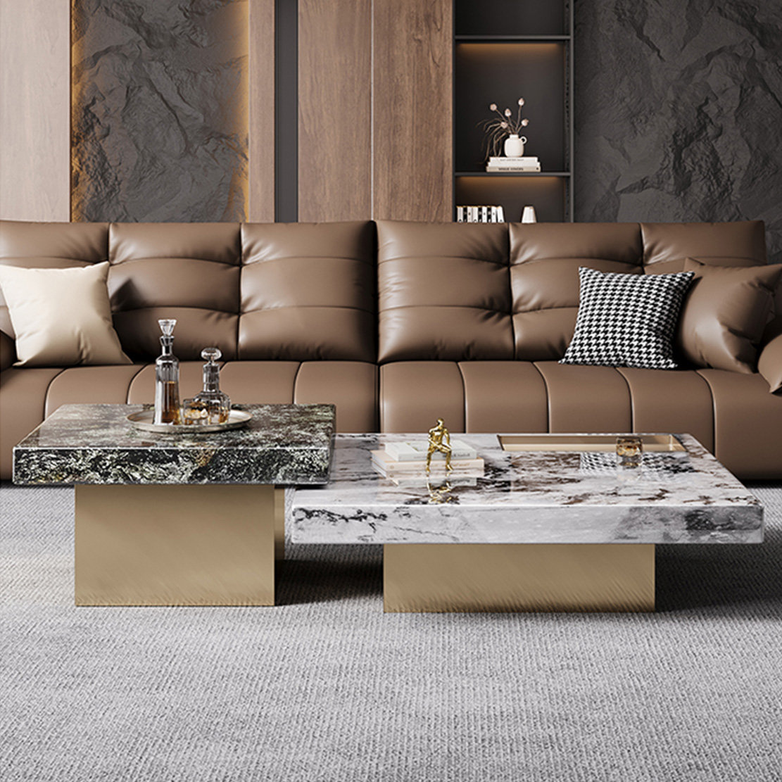 Everly Quinn Light luxury marble coffee table set | Wayfair