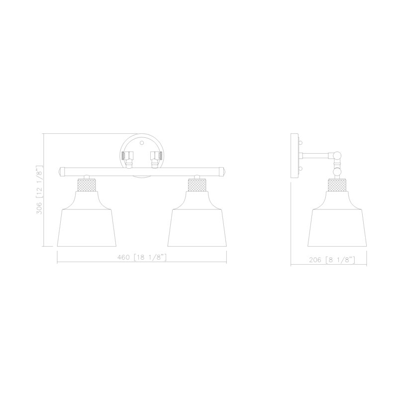 Woodville 2 - Light Vanity Light, Black/Antique Brass, Gray