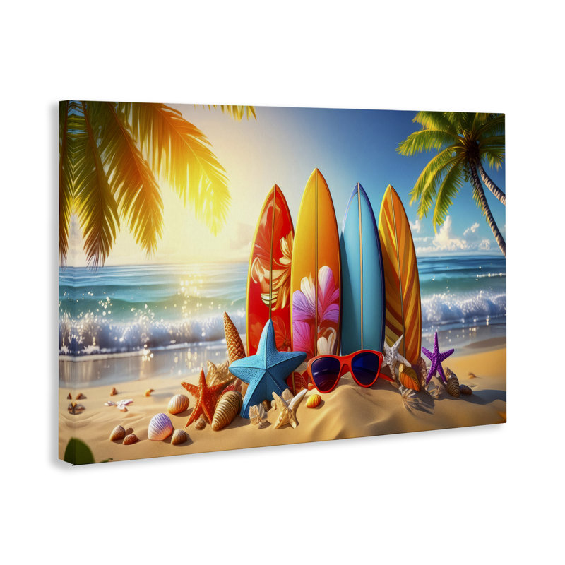 "Tropical Surf & Turf", art mural sur toile par Alina Georgescu bp-808_CN, H 16 po x l 24 po