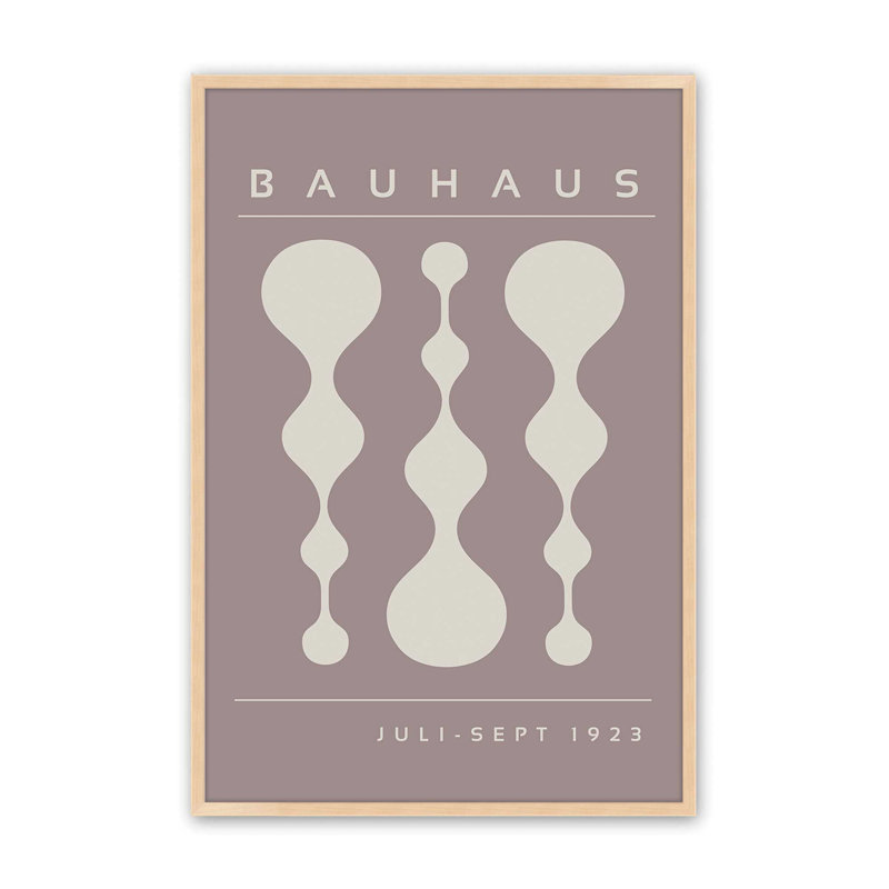 «Warm Taupe» rétro, affiche de Bauhaus II, H 17 po x l 13 po x P 1,25 po, Érable brut