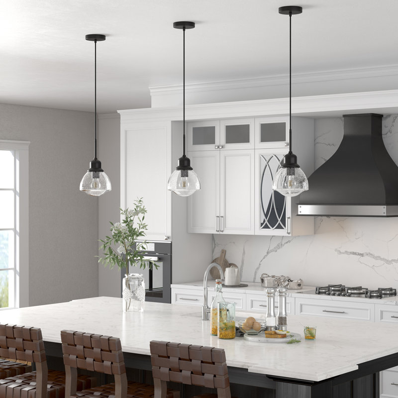 1 - Light Single Pendant, Blackened Bronze, Seeded