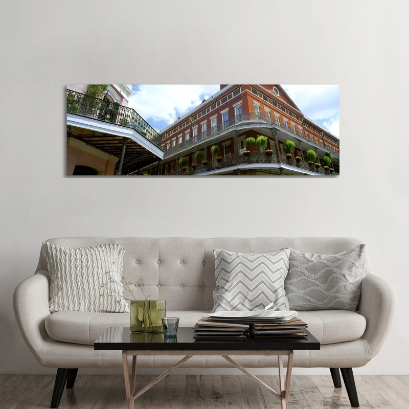 Wrought Iron Balcony New Orleans LA USA 1 Piece Wrapped Canvas Panoramic Wall Art, 182.88 cm H x 60.96 cm W