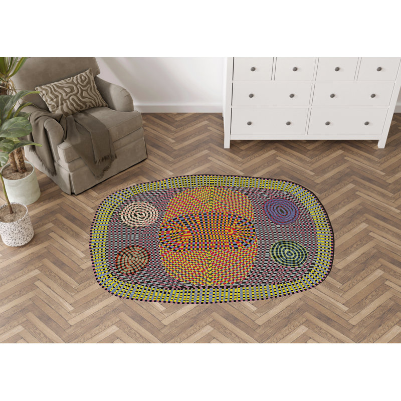 Multi-Colored Geometric Patterned Modern Decorative Rug, Rectangle 4'11.06" x 9'10.11"