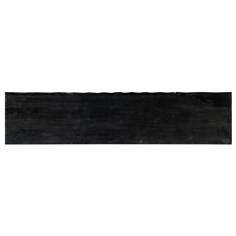 Black Solid Wood 78'' Media Console with Cabinet