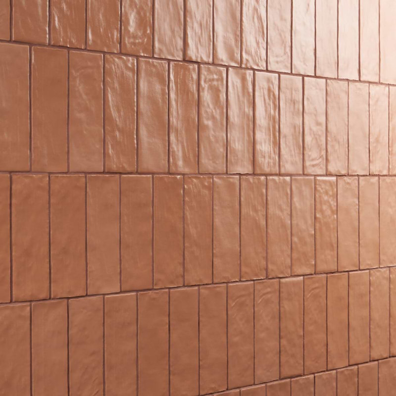 Montauk 2x8 Mixed Finish Ceramic Tile, Terracotta