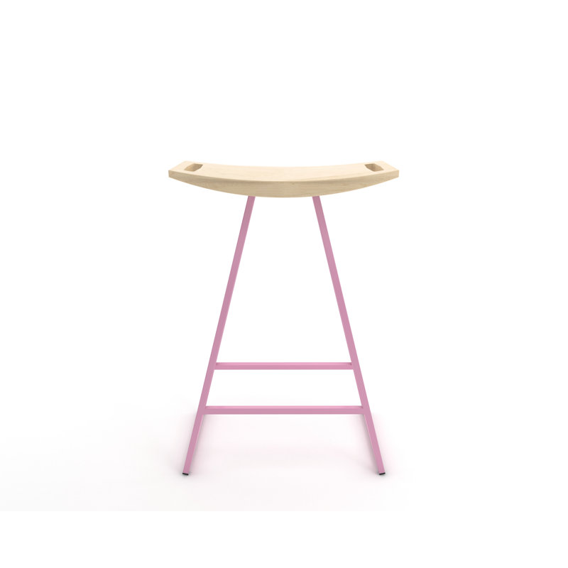 Robert Counter Stool with Metal Frame, Maple, Counter Stool (24" Seat Height), Pink