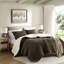 Édredon en chenille gaufrée pour très grand lit - 100%, couleur brune, 2 taies décoratives, lavable à la machine, tricot inversé en tissu réversible-122454244