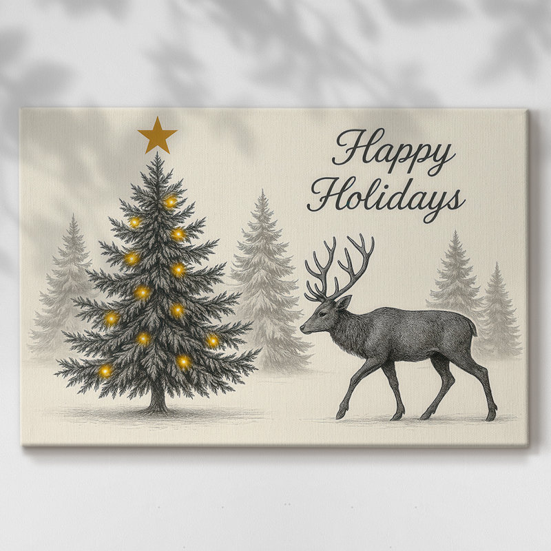 Tinsel - crèche de Noël dorée - toile tendue de qualité supérieure, H 40 po x l 60 po
