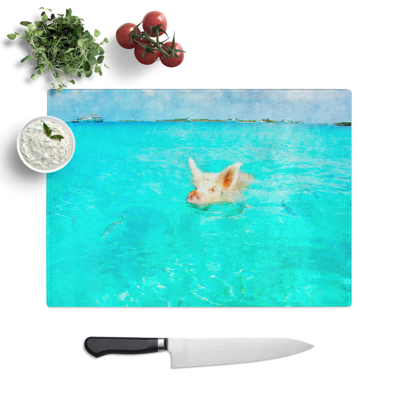 Swimming Pig Chopping Board, 20cm W x 28.5cm L