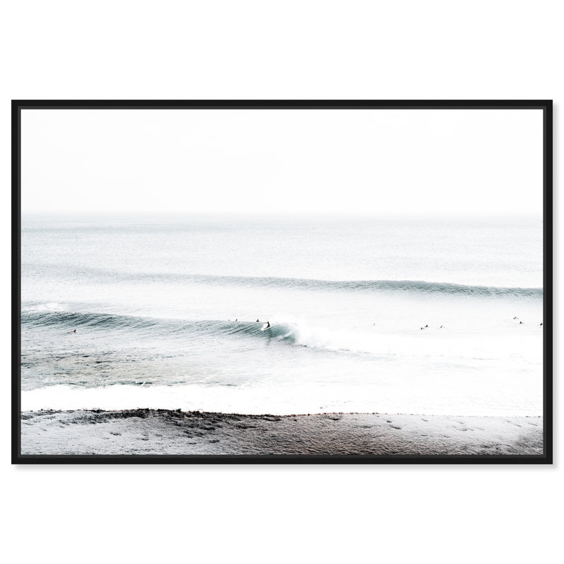 «Nautical and Coastal Wave Beach», reproduction d'impression sur toile, H 16 po x l 24 po x P 1,5 po, Cadre flottant noir
