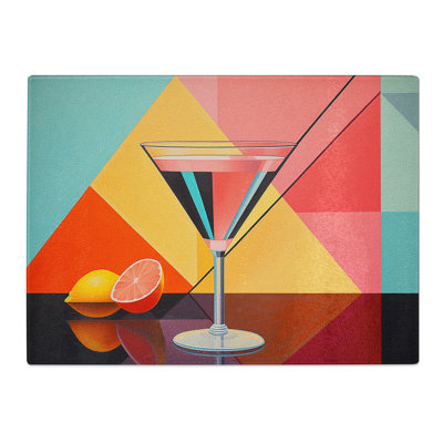 Cocktail Geometric  Glass Chopping Board