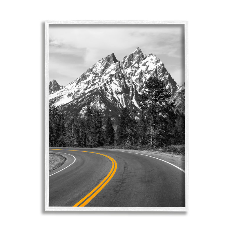 " Mountain Highway Road ", Coastal White Framed Giclee, 14" H x 11" W x 1.5" D