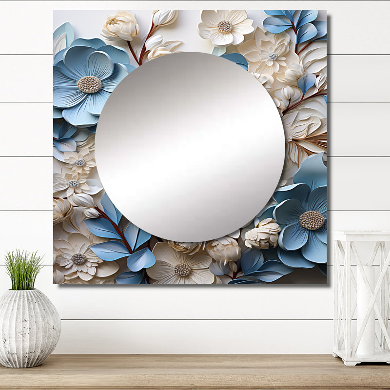 Algimantas - cornouiller blanc et bleu, 23 po x 23 po