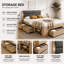 Natural Oak Effect Wooden Bed with 3 Drawers & LED Reading Light-1841214112
