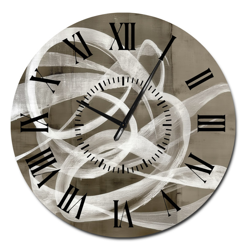 Horloge murale en métal blanc abstrait moderne à motif tourbillonnant - Style du milieu du siècle, Surdimensionné