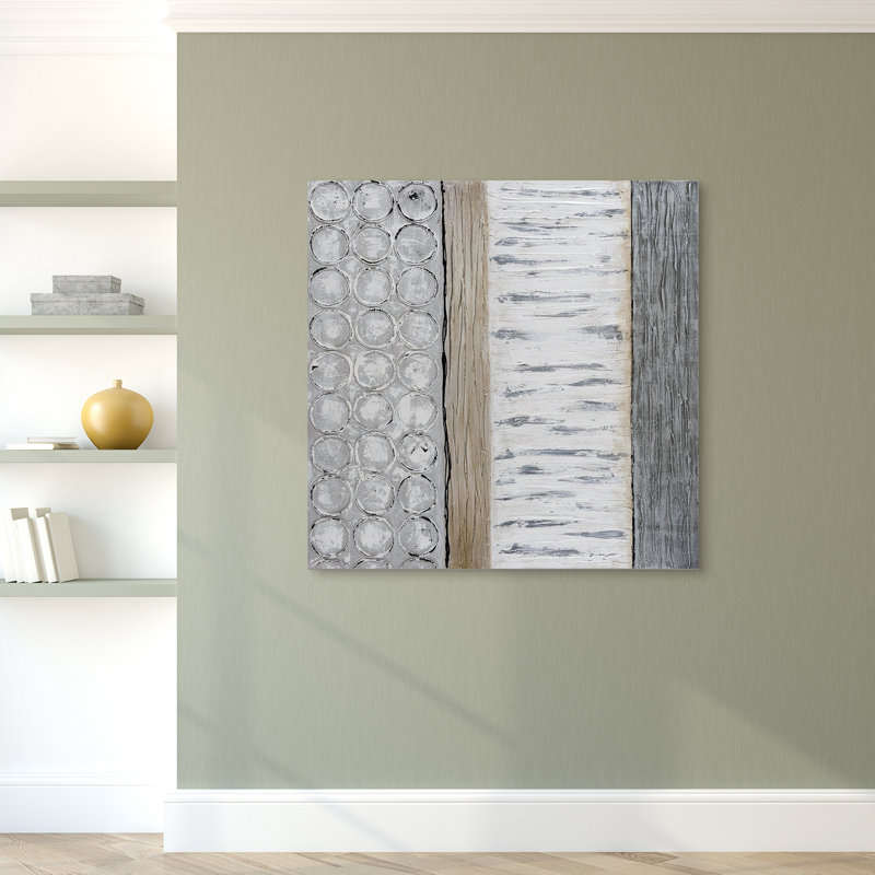 Peaceful Grey Abstract Textured Hand-Painted Wall Art