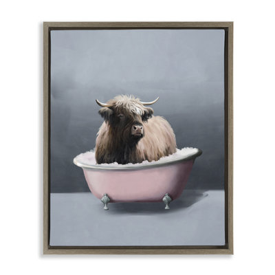 Buffalo in Tub Framed Floater Canvas Wall Art by Svetlana Aleynikova